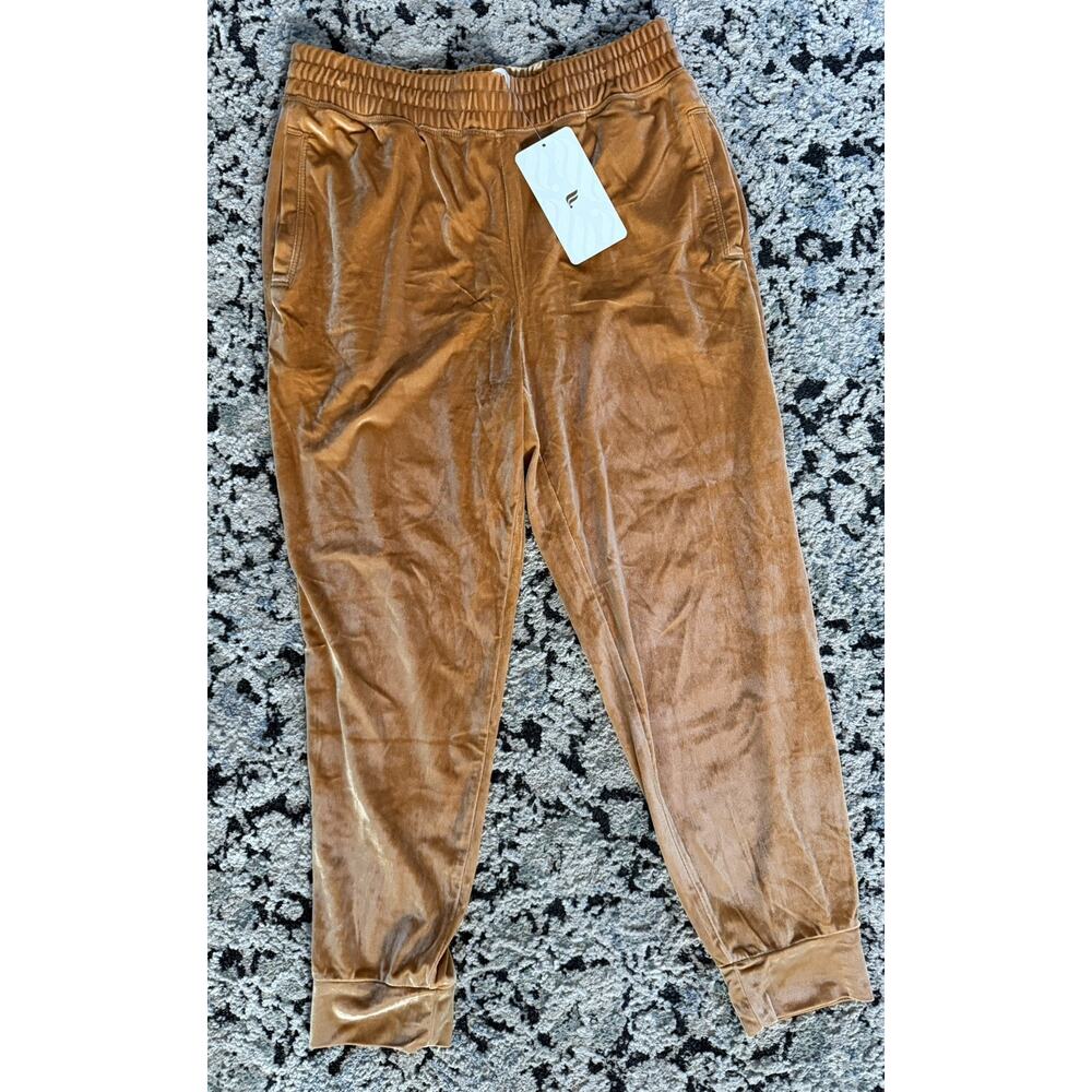 Women's Velvet Jogger Pants in Camel